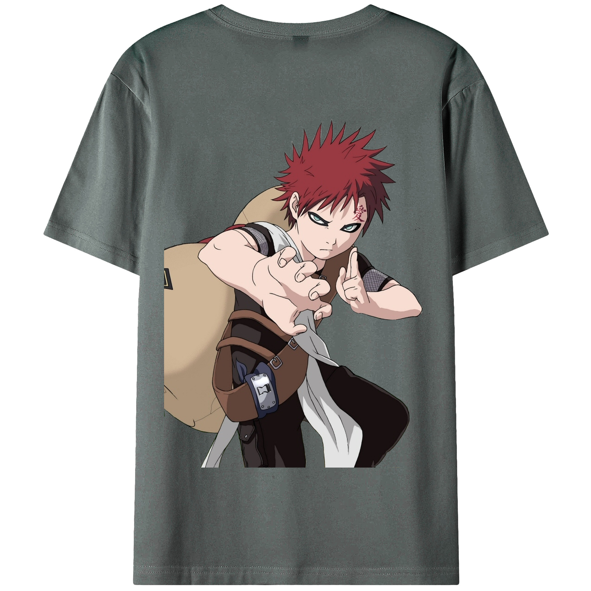 （画像用） NARUTO -ナルト- ガアラ Gaara 綿100％半袖Tシャツ（背面プリント）